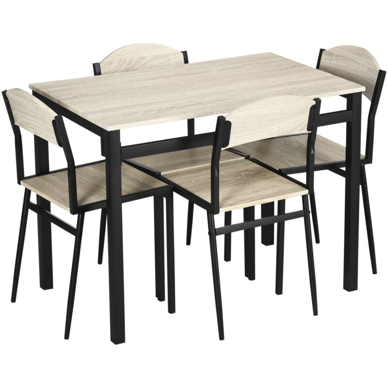 foto del prodotto homcom set da 5 pezzi con tavolo da pranzo e 4 sedie per cucina e soggiorno