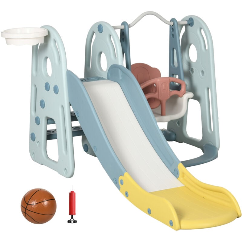 foto del prodotto homcom set per bambini 5 anni max con altalena, scivolo, scaletta e canestro