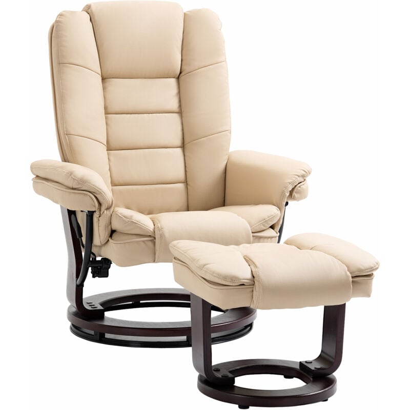 foto del prodotto homcom set poltrona relax reclinabile girevole a 360 e pouf poggiapiedi