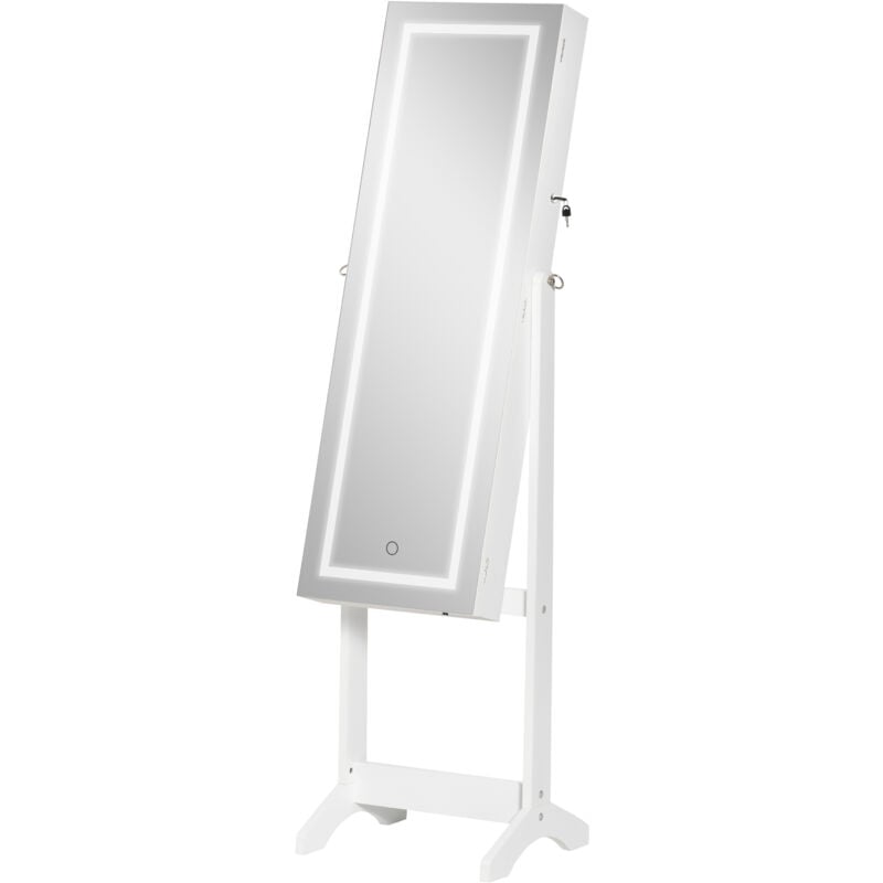foto del prodotto homcom specchiera portagioie inclinabile autoportante con luce led e serratura