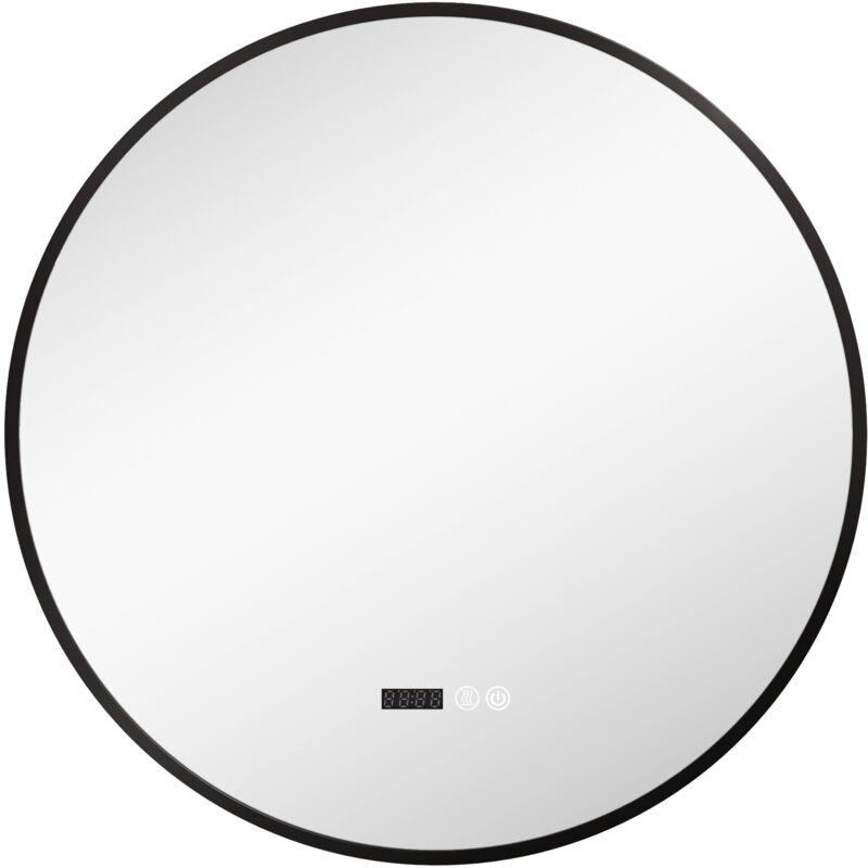 foto del prodotto homcom specchio con luce led regolabile, antiappannamento e display 70 cm nero