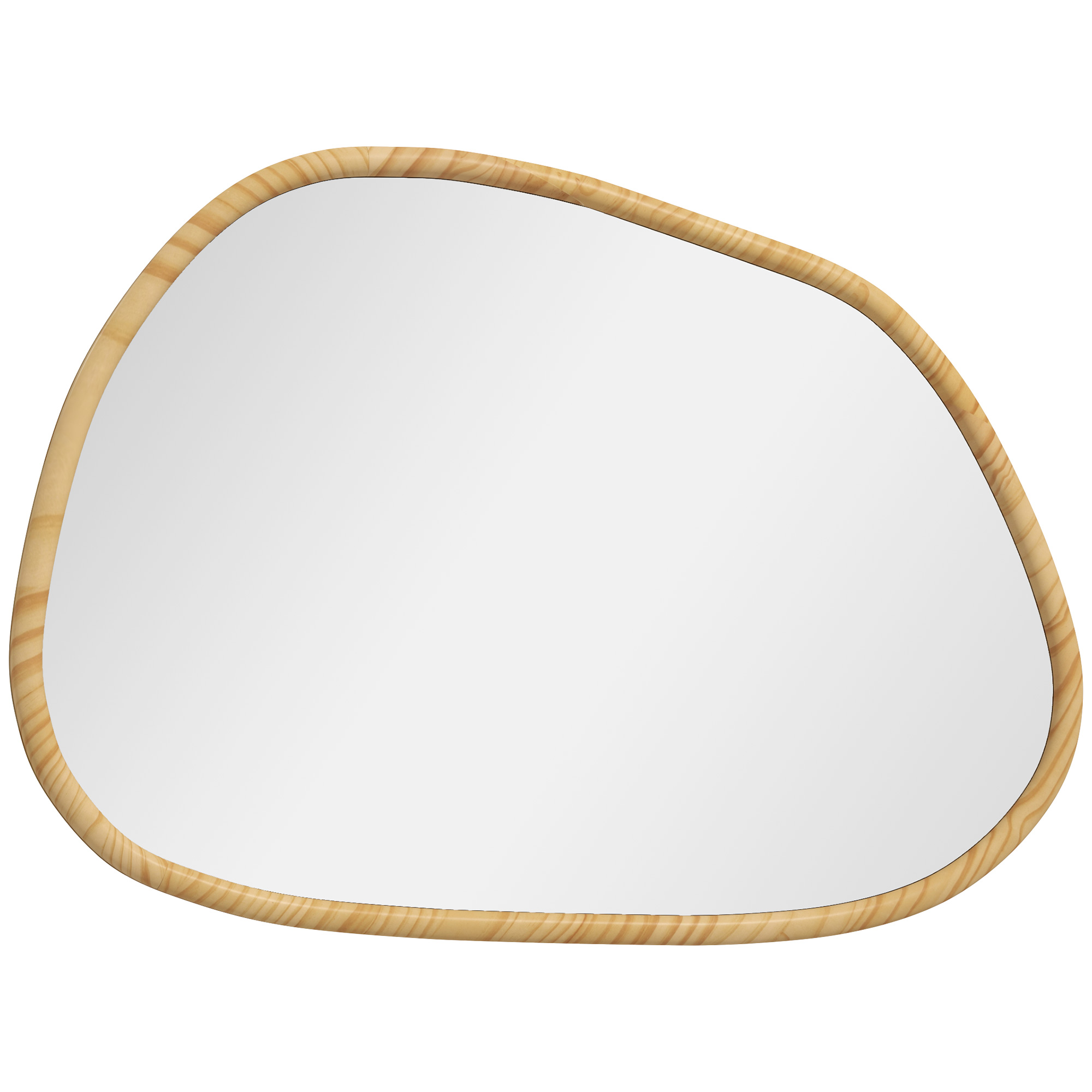 foto del prodotto homcom specchio da parete moderno con bordi irregolari e cornice in legno per camera e ingresso, 80x60 cm aosom