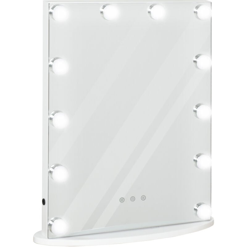 foto del prodotto homcom specchio da tavolo per makeup con 12 luci a led e interruttore touch
