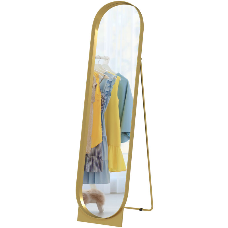 foto del prodotto homcom specchio da terra autoportante in metallo 40x150 cm oro
