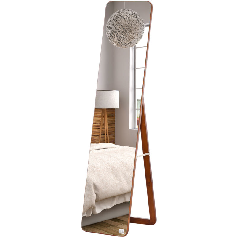 foto del prodotto homcom specchio da terra e parete in legno con supporto pieghevole 37x43x156cm
