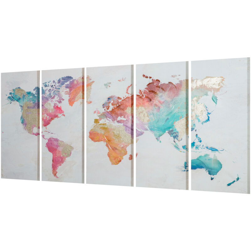 foto del prodotto homcom stampa su tela 5 pezzi in legno di pino 80x40cm per casa e ufficio
