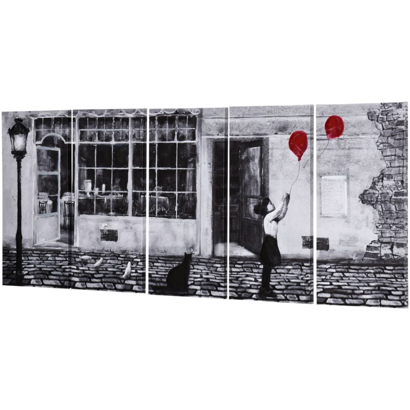 foto del prodotto homcom stampa su tela 5 pezzi in legno di pino 80x40cm per casa e ufficio