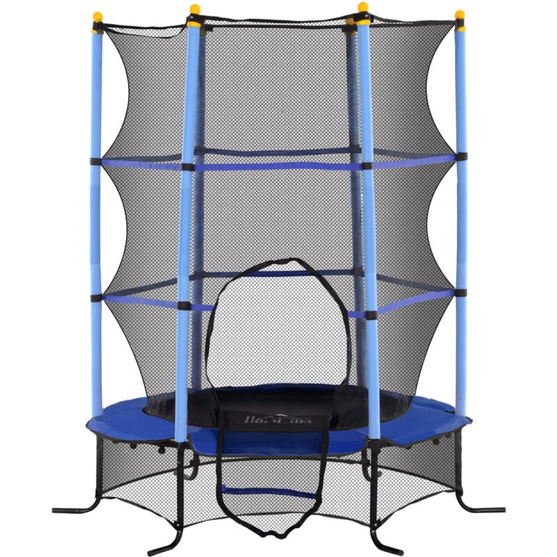 foto del prodotto homcom tappeto elastico bambini 3 10 anni 1.6x1.9 m con rete di sicurezza blu