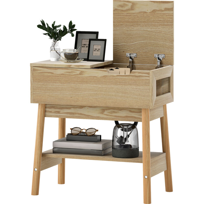 foto del prodotto homcom tavolino da soggiorno in stile boho con 2 ripiani in mdf color legno