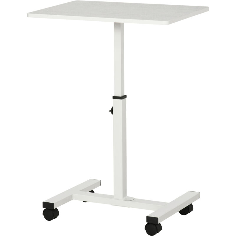 foto del prodotto homcom tavolino per computer altezza regolabile e ruote bianco 60x40x52.5 84cm