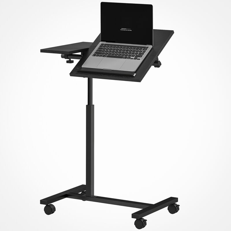 foto del prodotto homcom tavolino porta pc da divano ruote bloccabili e piano inclinabile nero
