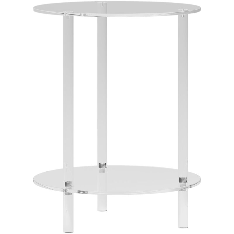 foto del prodotto homcom tavolino rotondo basso a 2 livelli in acrilico 40x50 cm