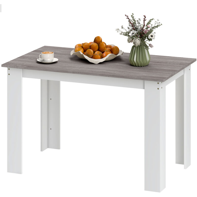 foto del prodotto homcom tavolo da cucina moderno per 4 6 persone 120x69x75cm grigio e bianco
