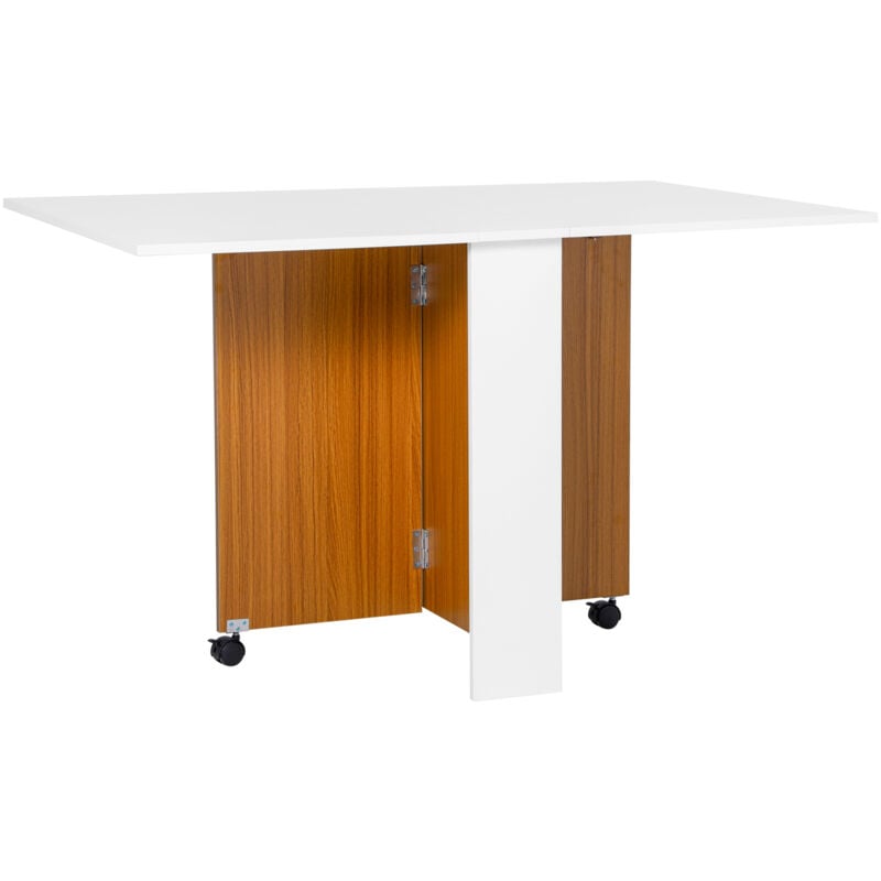 foto del prodotto homcom tavolo pieghevole con rotelle e 2 ribalte per casa e ufficio 120x80x73cm