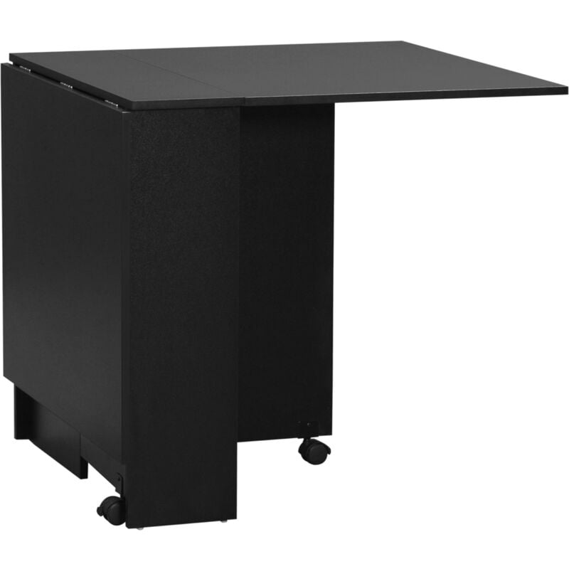 foto del prodotto homcom tavolo pieghevole in legno con ruote per 4 6 persone 75x140x74cm nero