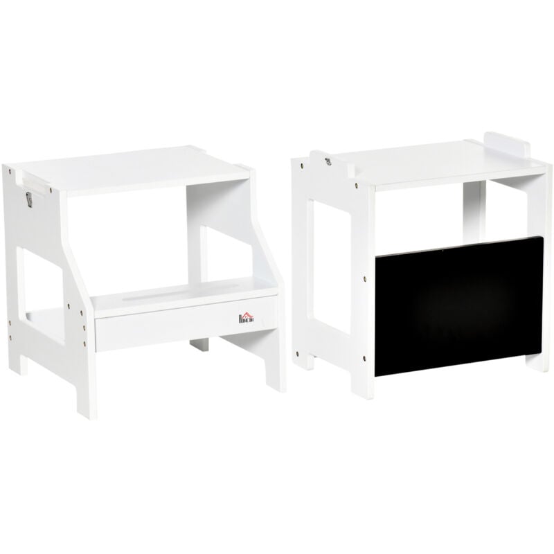 foto del prodotto homcom torre montessoriana design 2 in 1 bambini 3 6 anni con lavagna bianco