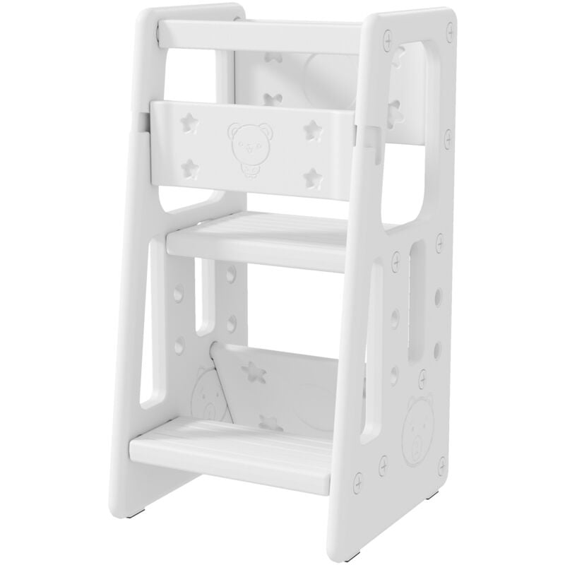 foto del prodotto homcom torre montessoriana per bambini 3 altezze regolabili 47x47x90cm bianco