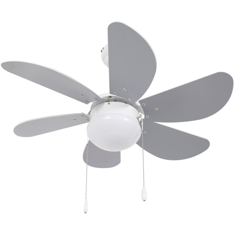 foto del prodotto homcom ventilatore a soffitto con luce led in mdf e acrilico grigio bianco