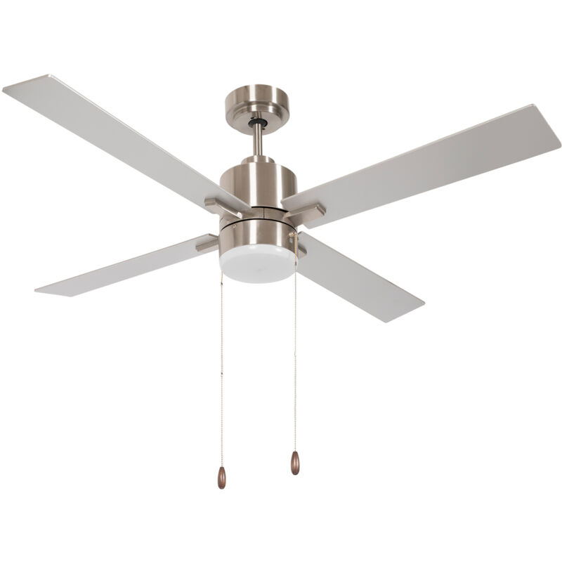 foto del prodotto homcom ventilatore da soffitto 3 velocit luce led e motore reversibile argento