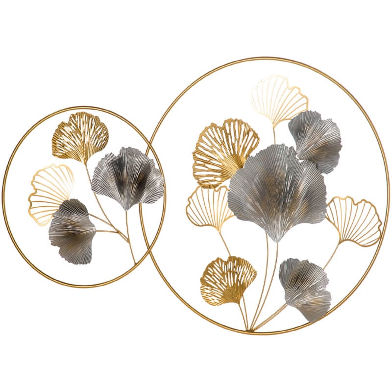 foto del prodotto homcom wall art decorazione murale 3d dorata con foglie di ginkgo 102x66.2cm