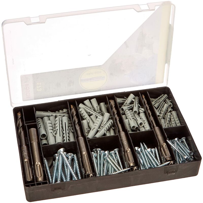 foto del prodotto home and garden 2607017163 set fissaggio, nero, 173 pezzi, 4 punte sds plus bosch