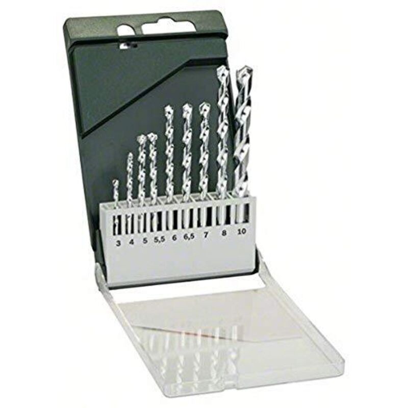 foto del prodotto home and garden 2609255463 set 9 punte pietra, 3, 4, 5, 5.5, 6, 6.5, 7, 8, 10 mm, 9 pezzi - bosch