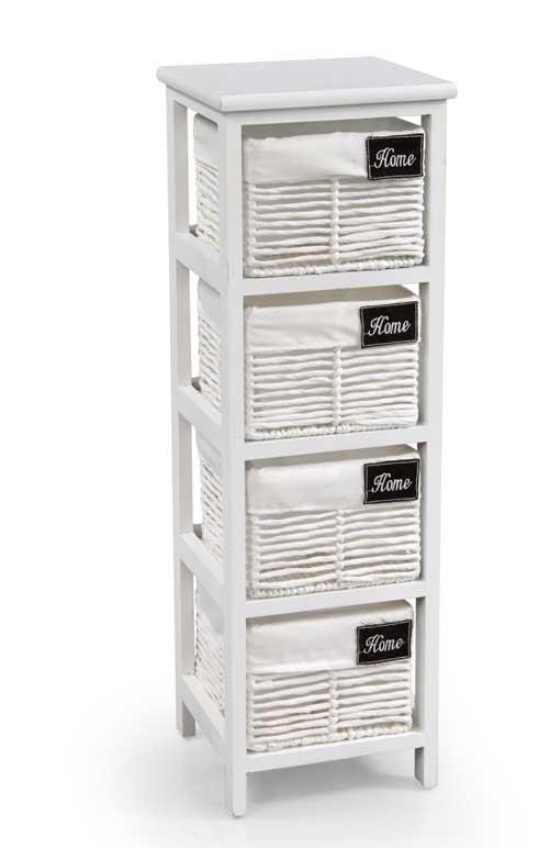 foto del prodotto home cassettiera con 4 ceste 25x25x77 cm in colore bianco