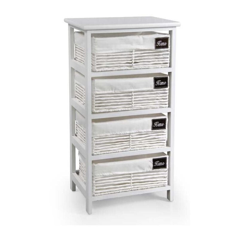 foto del prodotto home cassettiera con 4 ceste 40x29x73 cm in colore bianco