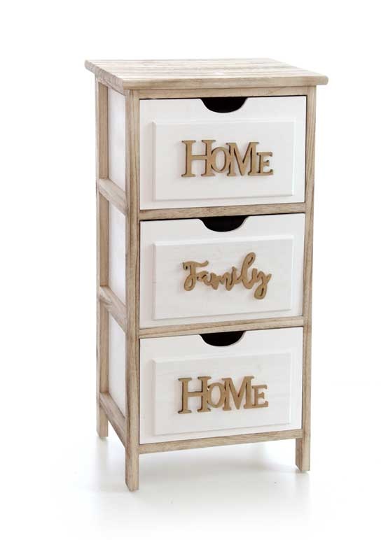 foto del prodotto home cassettiera in legno decorata con 3 cassetti 36 x 28 x 68 cm bicolor