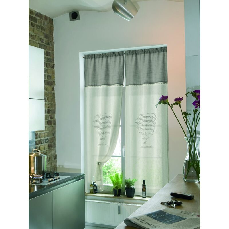 foto del prodotto home collection tccuo129 240 tendina coppia cuore, poliestere, grigio, 60x240 cm, 2 unit 