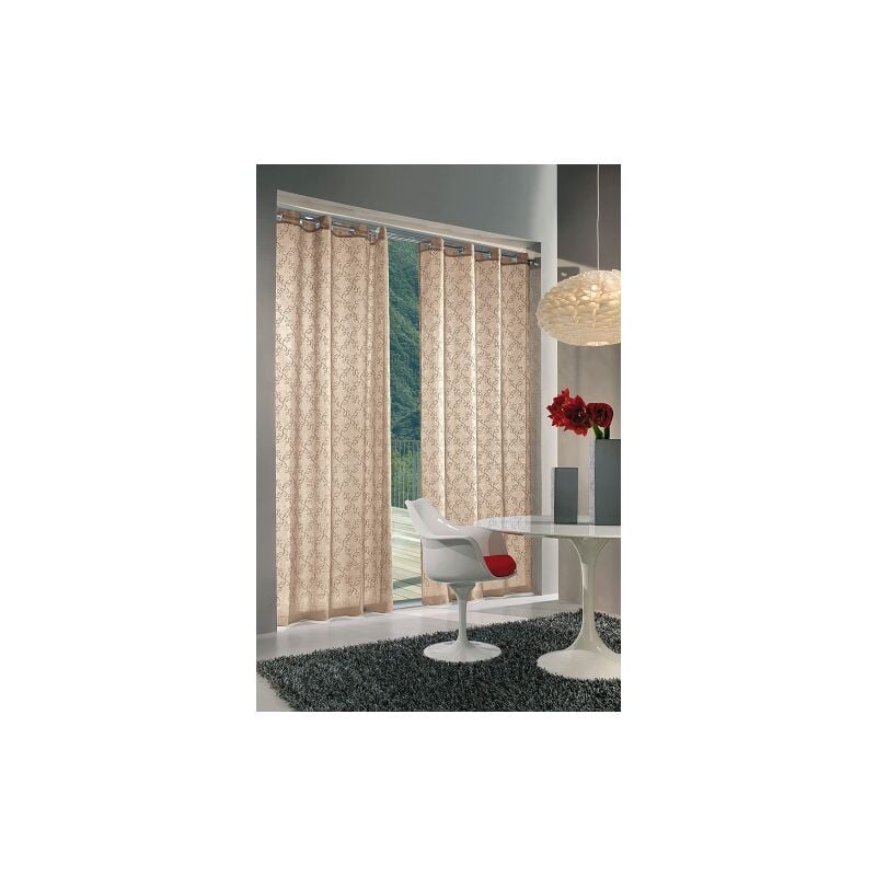 foto del prodotto home collection - tenda ivy tortora ricamato 140 x 280 cm