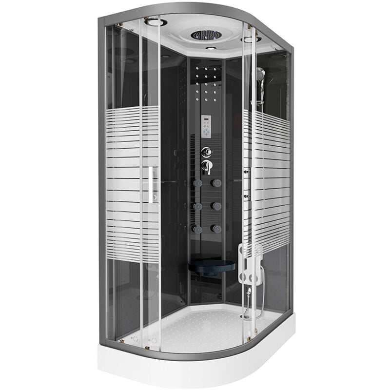 foto del prodotto home deluxe box doccia nero perla con doccia a pioggia colore nero, dimensioni 120 x 80 cm sinistra