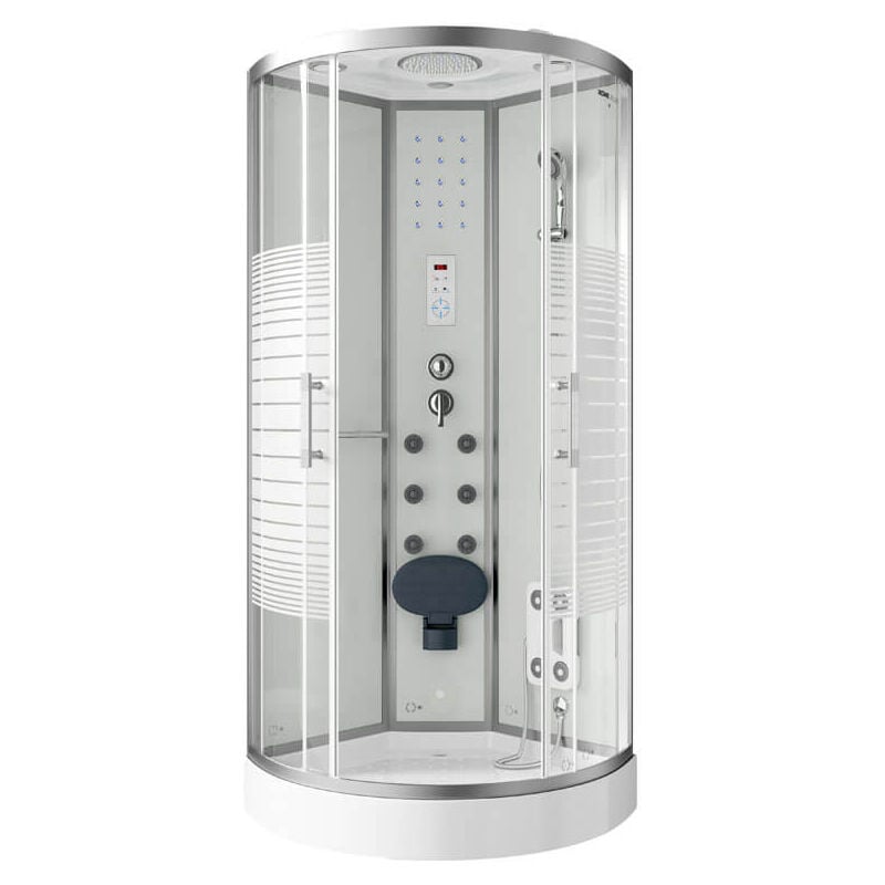 foto del prodotto home deluxe cabina doccia con cascata e massaggio schiena white pearl colore bianco, dimensioni 90 x 90 cm