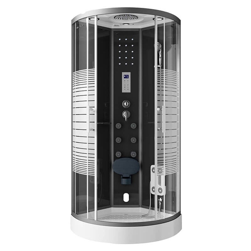 foto del prodotto home deluxe doccia a vapore con cascata e sauna a vapore black pearl colore nero, dimensioni 100 x 100 cm