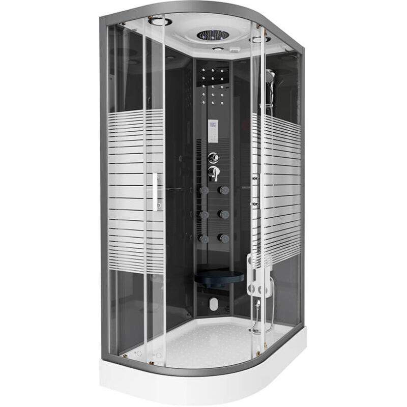 foto del prodotto home deluxe doccia vapore con cascata e sauna vapore black pearl colore nero, dimensioni 120 x 80 cm sinistra