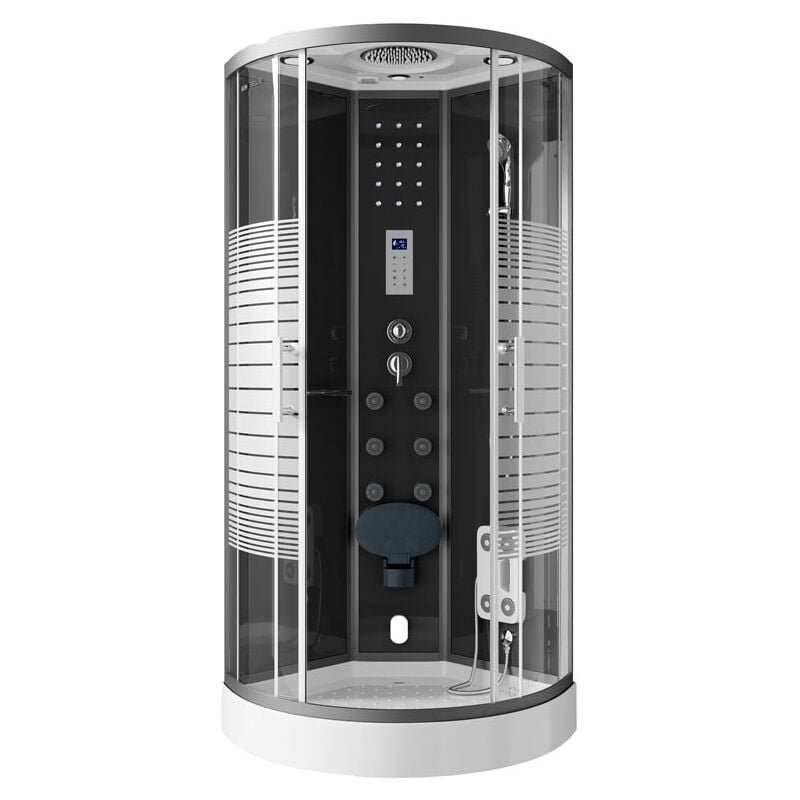 foto del prodotto home deluxe doccia vapore con cascata e sauna vapore black pearl colore nero, dimensioni 90x90 cm