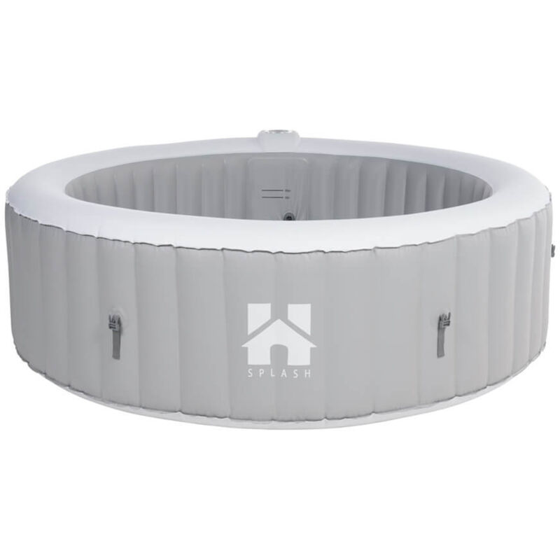 foto del prodotto home deluxe idromassaggio da esterno incl. cuscino, portabibite e cappottina parasole splash 208 cm 6 persone colore grigio, caratteristiche 