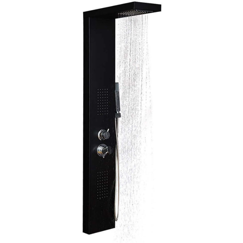 foto del prodotto home deluxe pannello doccia con soffione a pioggia cascata nero