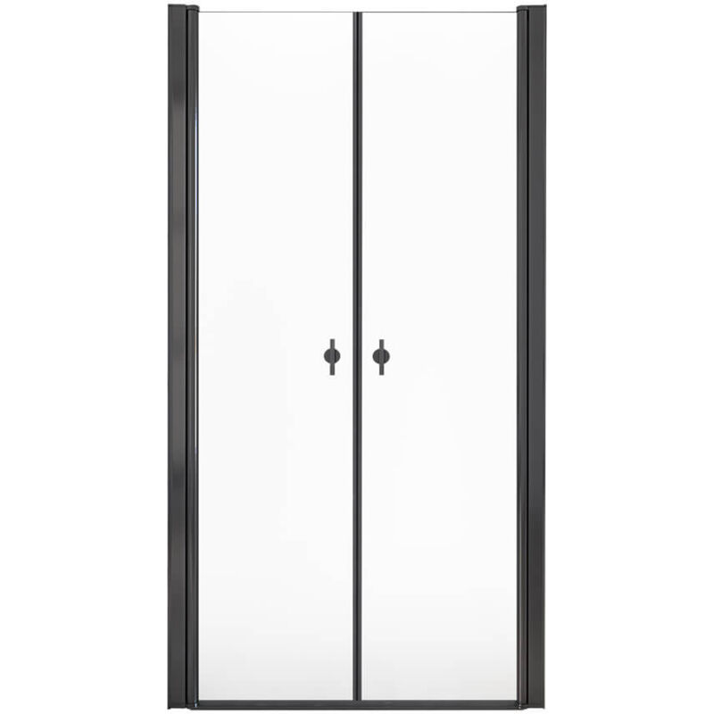 foto del prodotto home deluxe porta battente vetro trasparente lavea nero dimensioni 90x195 cm