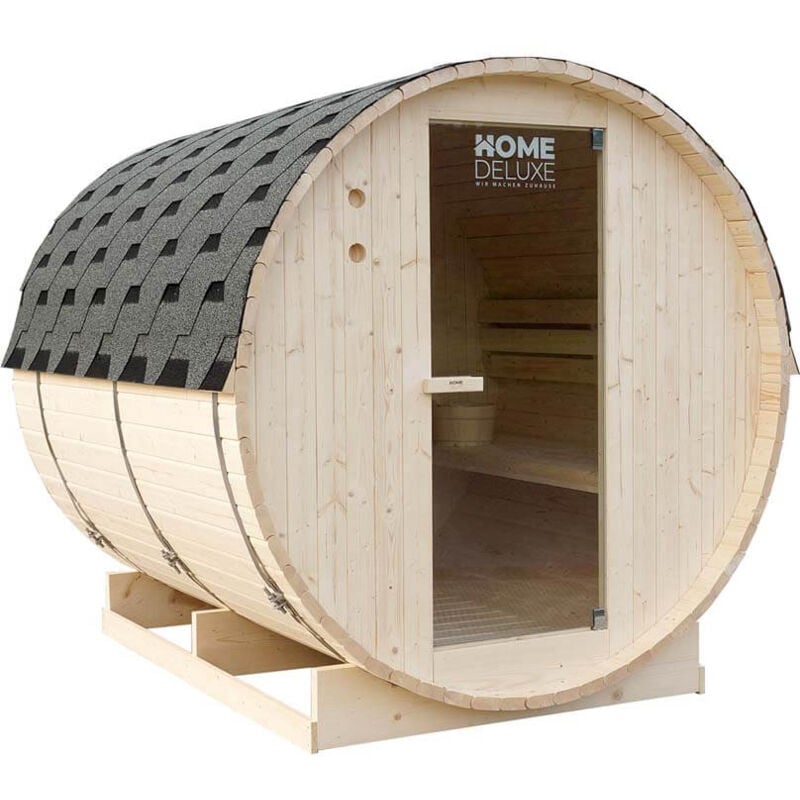 foto del prodotto home deluxe sauna a botte da esterno lahti xl 195 x 220 cm per 4 persone