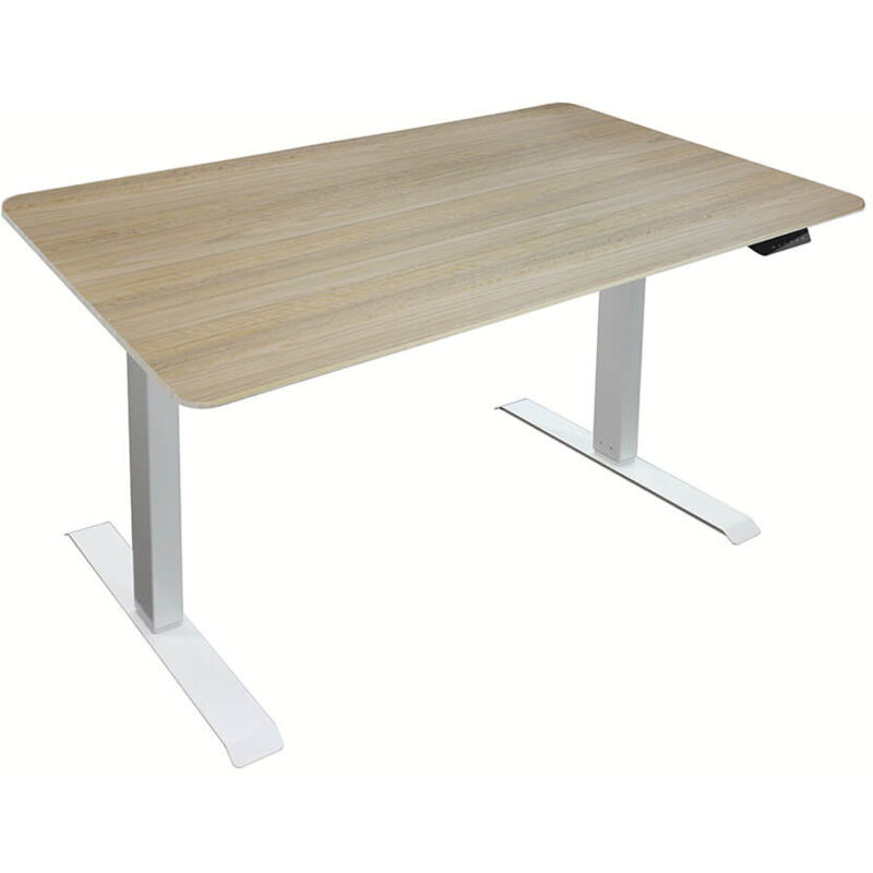 foto del prodotto home deluxe scrivania ad altezza elettrica lumina colore bianco marrone, dimensioni 120 x 60 cm