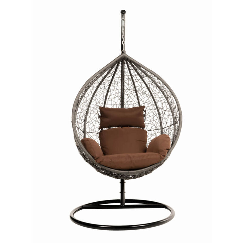 foto del prodotto home deluxe - sedia sospesa in polyrattan con struttura cielo colore marrone