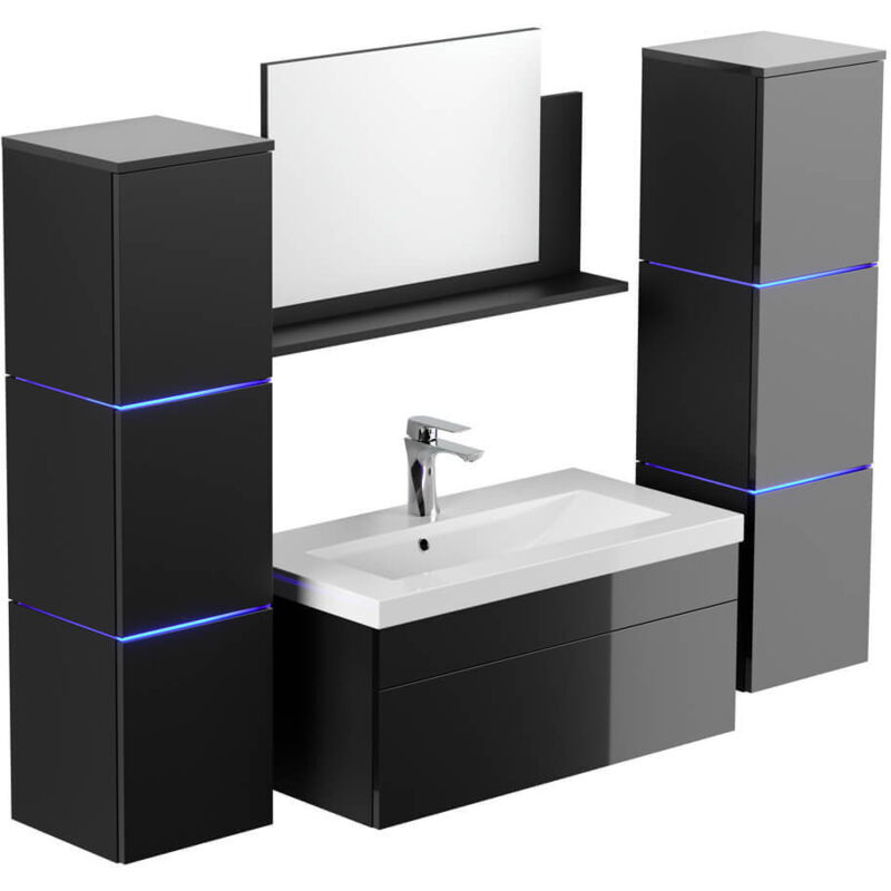 foto del prodotto home deluxe set completo di mobili da bagno wangerooge big made in germany colore nero, taglia xl