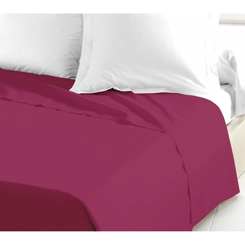 foto del prodotto home linge passion drap plat 1 pi ce, 100 coton 57 fils, 1 personne 180x290 cm, fuschia baikal hp70637