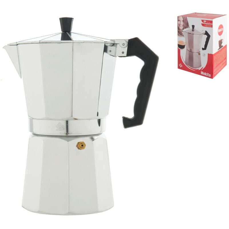 foto del prodotto home mokita caffettiera, alluminio, argento nero, 12 tazze