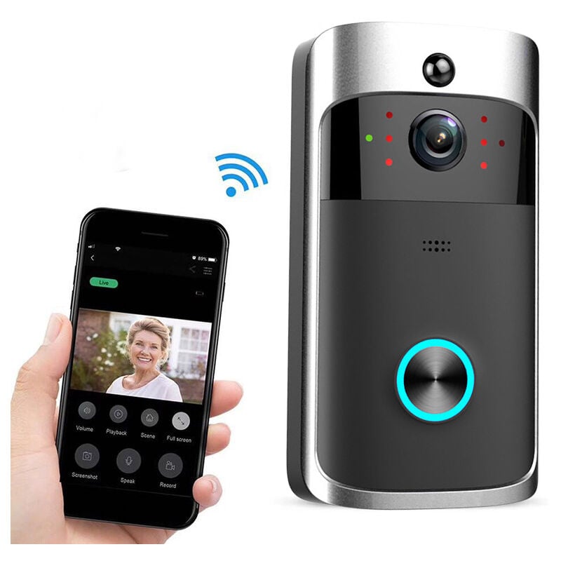 foto del prodotto home smart wifi campanello visivo v5 campanello visivo senza fili citofono telefono cellulare videocitofono con monitoraggio remoto