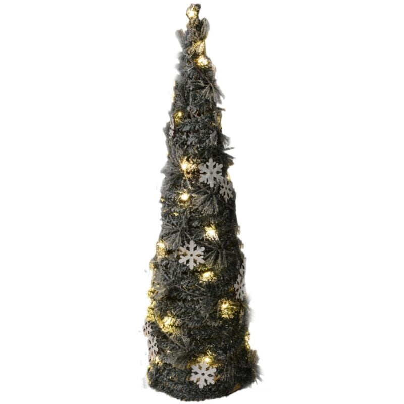 foto del prodotto home styling cono pino innevato in ferro con luci led per decorazioni natalizie 60 cm