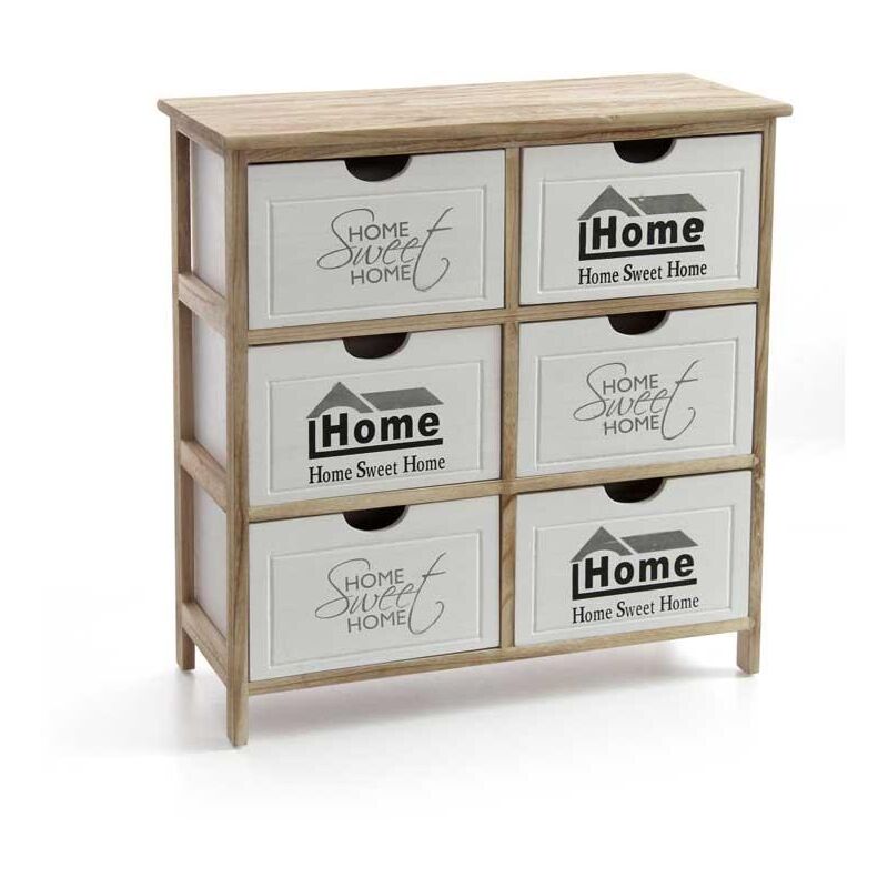 foto del prodotto home sweet home mobile in legno 6 cassetti 67 x 28 x h67 cm e bianco e naturale