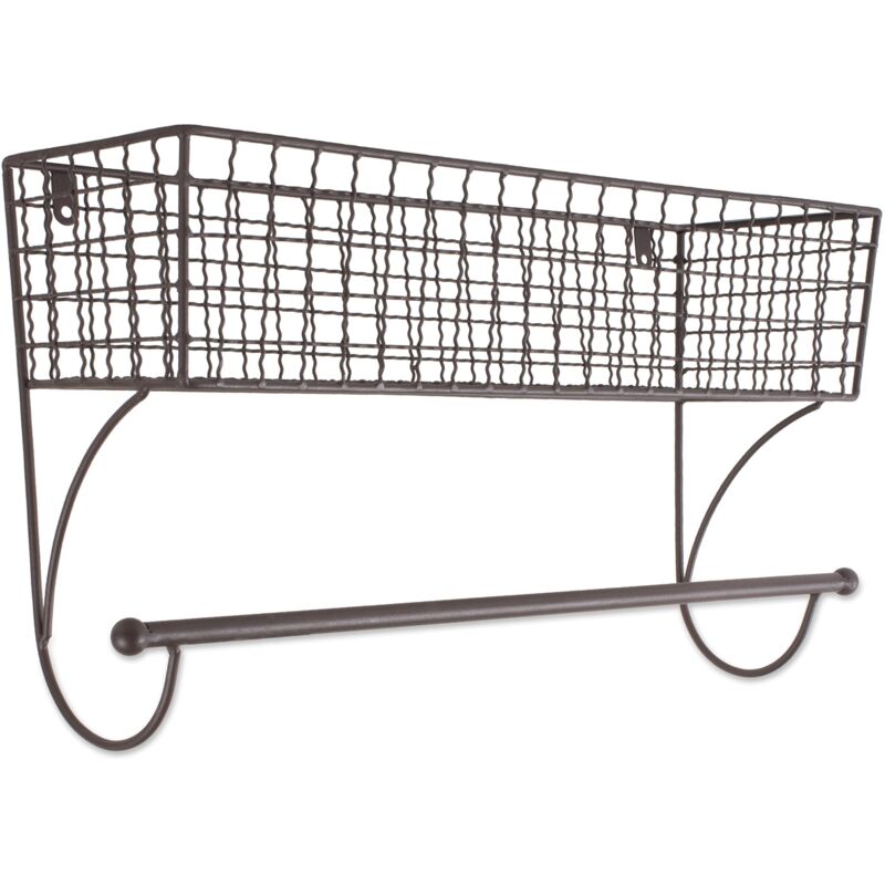 foto del prodotto home traditions mensola da parete in metallo rustico con barra porta asciugamani, grande