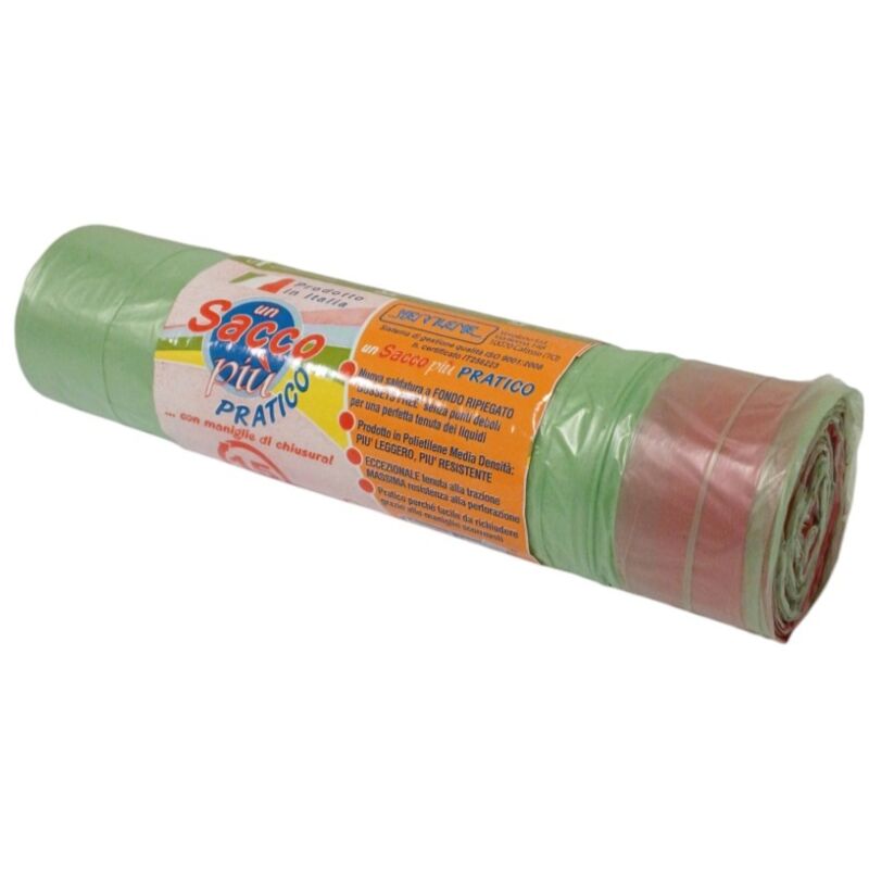 foto del prodotto homeline sacchi rifiuti 40l 55x65cm 15pz verdi maniglie